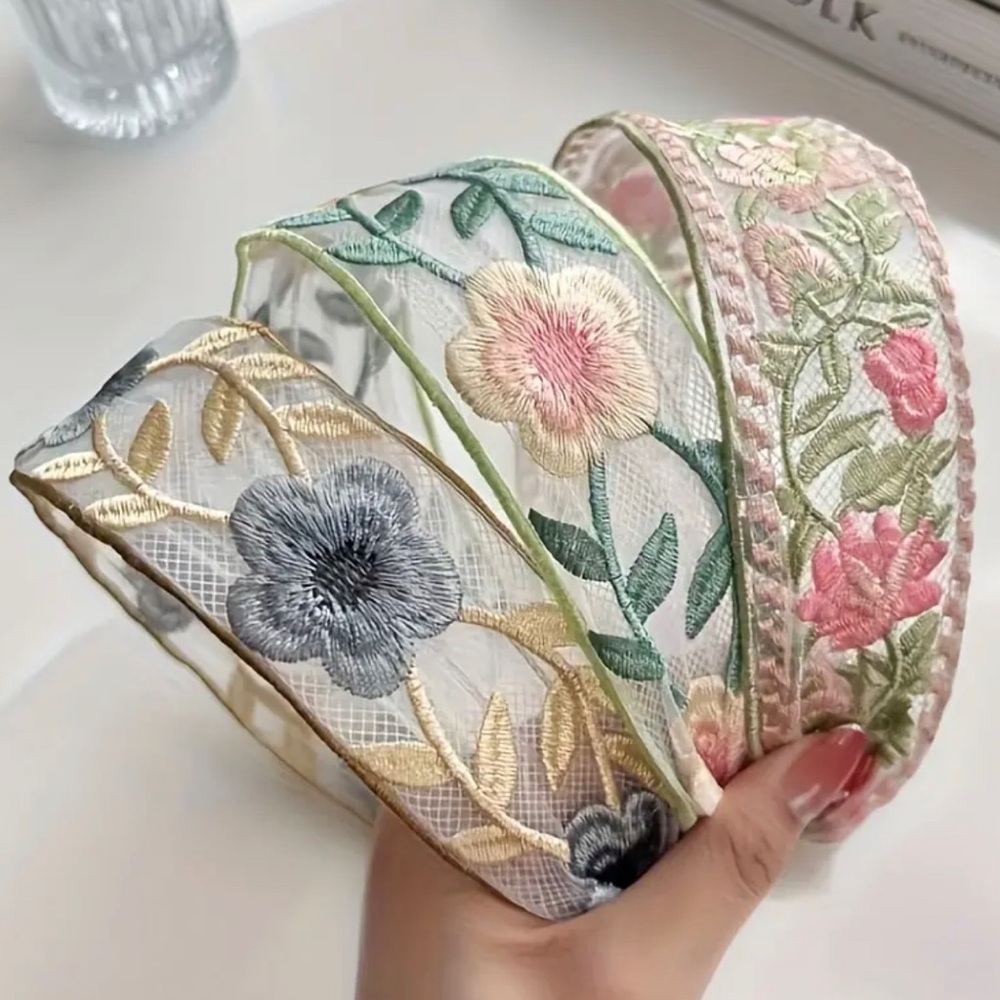 3 Elegant Vintage-Inspired Embroidered Floral Headband